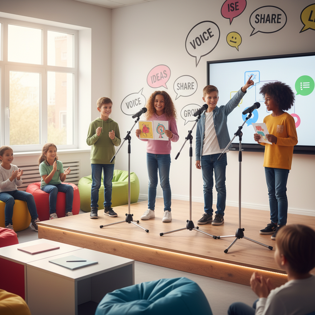 Anak-anak sedang presentasi